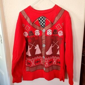 Star Wars Red Unisex Holiday Sweater M/L 42" Chest Authentic Lucas